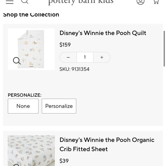Pottery Barn Disney's Winnie the Pooh Baby Quilt, (2) Fitted Sheets (1) Skirt - Picture 7 of 8